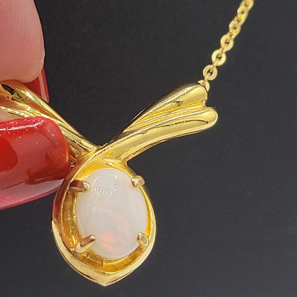 Vintage Sterling silver with gold Overlay 925 Choker Ethiopian Opal Necklace - Picture 8 of 13